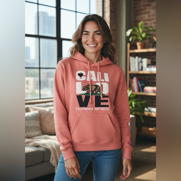 REFLEX peach CALIFORNIA Hoodie “CALI LOVE CALIFORNIA REPUBLIC” SIZE M - Picture 10 of 10